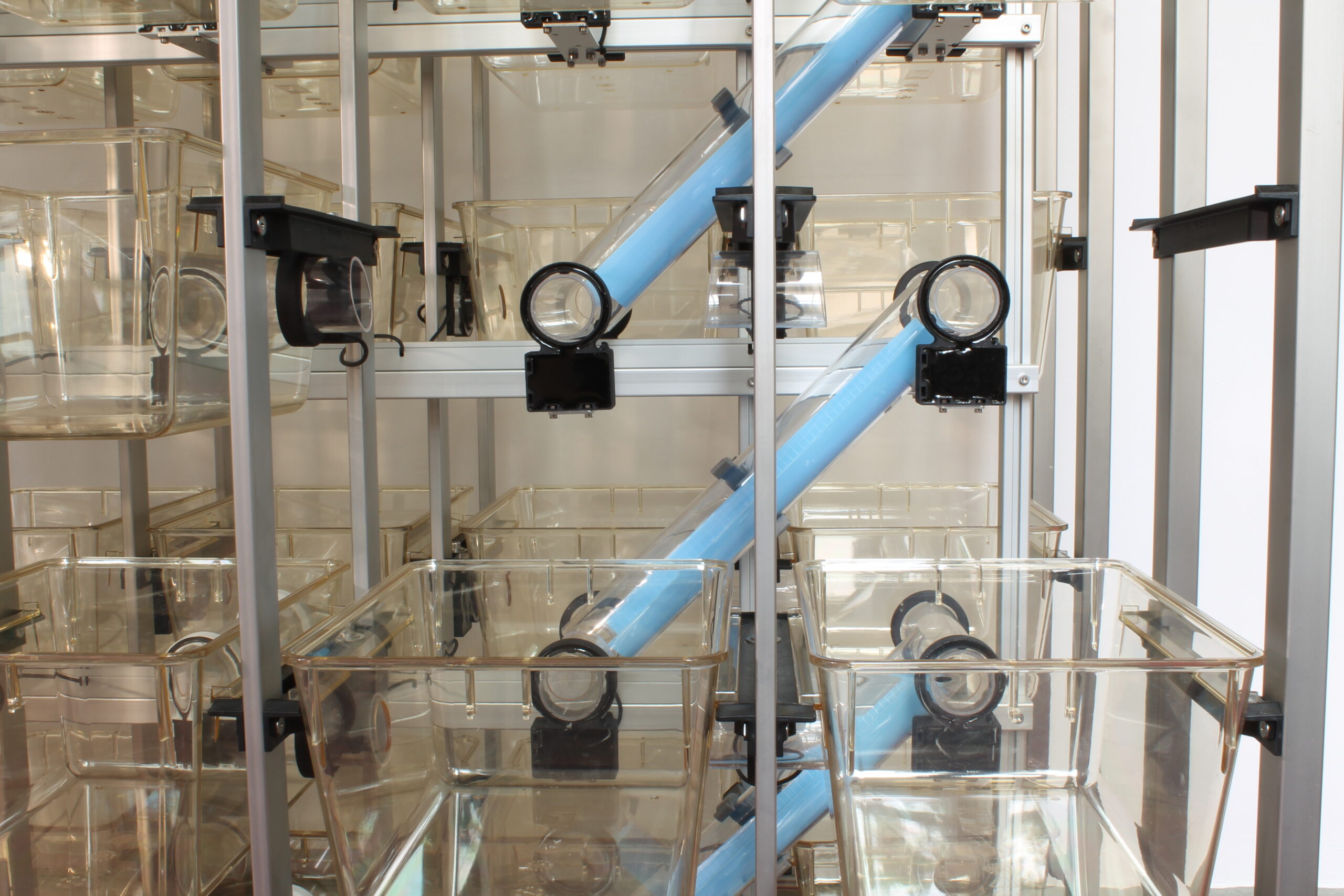 Close-up of the ColoyRack cage system for mice