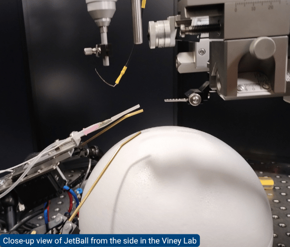 Closeup side view of the Jetball at the Viney Lab